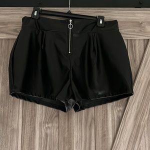 Black leather shorts